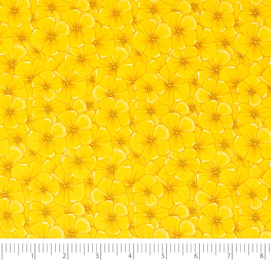 SINGER Packed Yellow Flowers Cotton Fabric